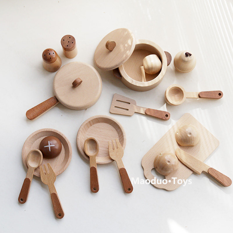 Kids Toys Kitchen Set - مجموعة ألعاب مطبخ خشبية للأطفال من