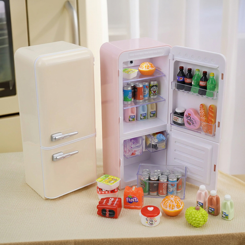 Kids Toys Kitchen Set - مجموعة لعب ثلاجة صغيرة للأطفال مكونة