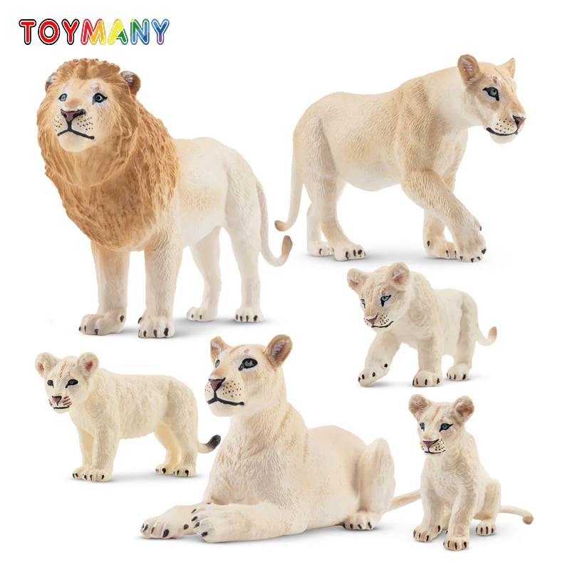 Kids Toys Variety - 6 قطعة محاكاة الأسد الأبيض الأسرة
