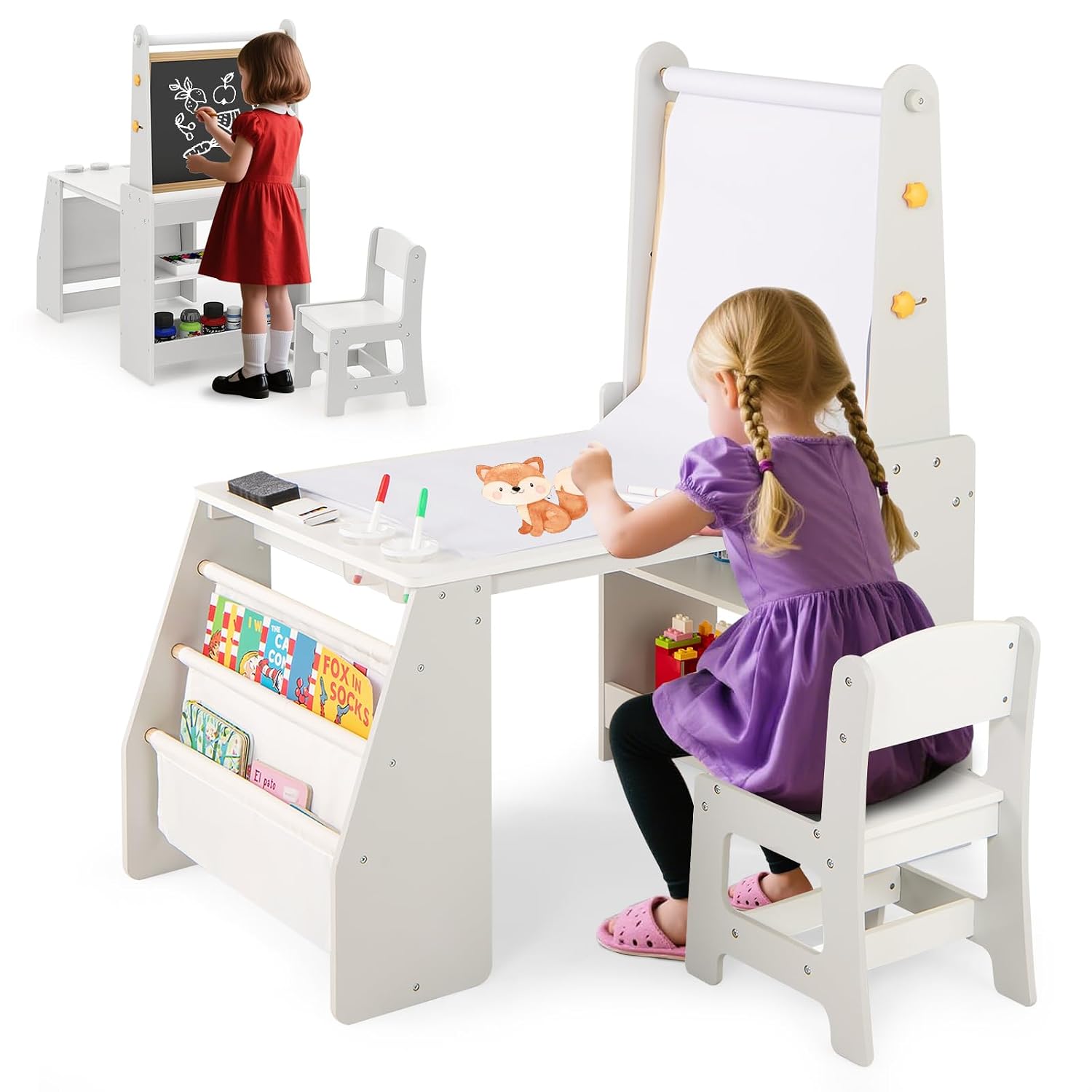 طاولة وكرسي فني للأطفال 4 في 1 - مراجعة Kids Art Easel وسعره